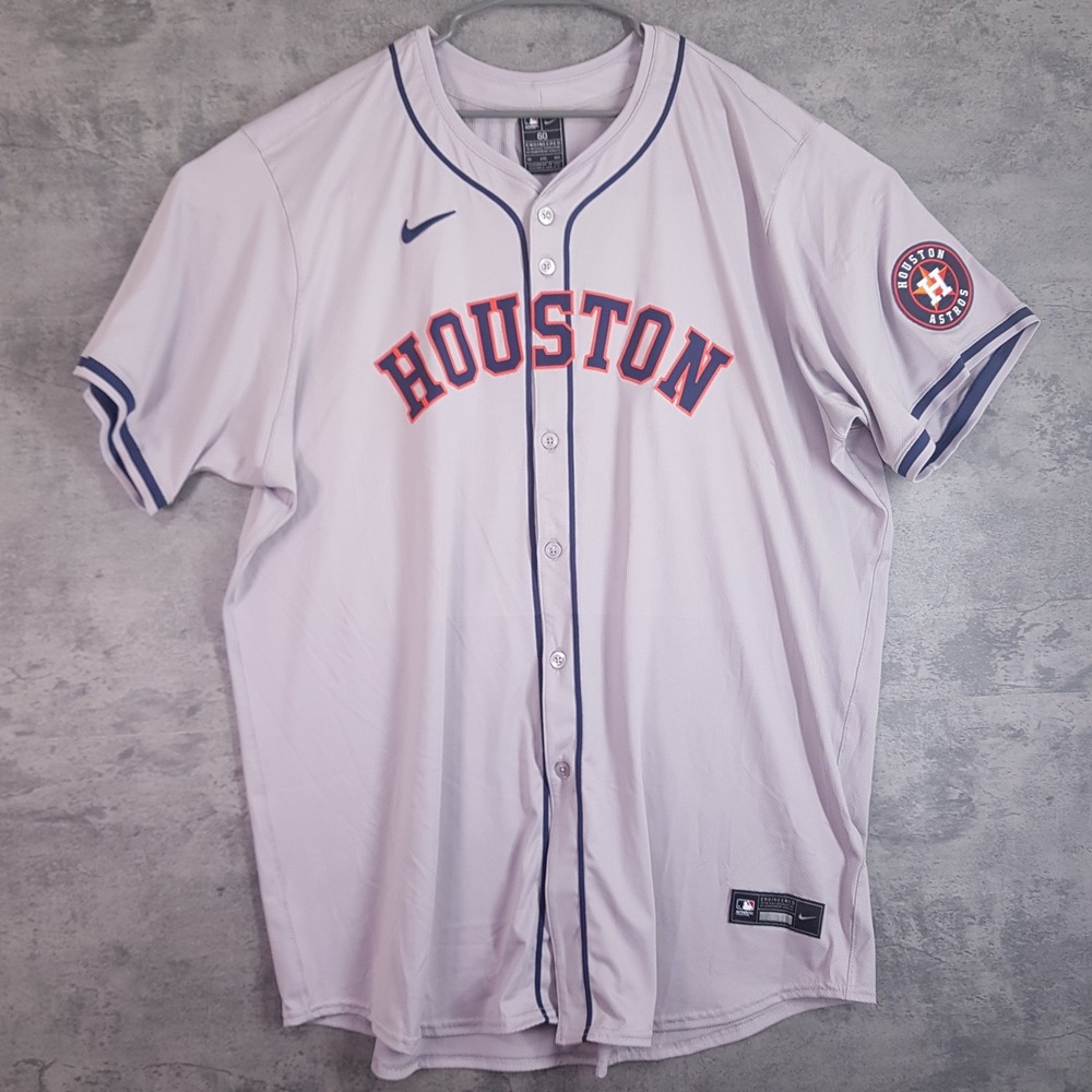 NIKE Authentic Houston Astros Vapor Elite Baseball Jersey Mens 60 4XL Grey USA